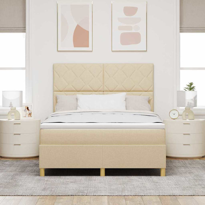 Pat cu arcuri cu headboard Crem 160 x 200 cm țesătură WALTI