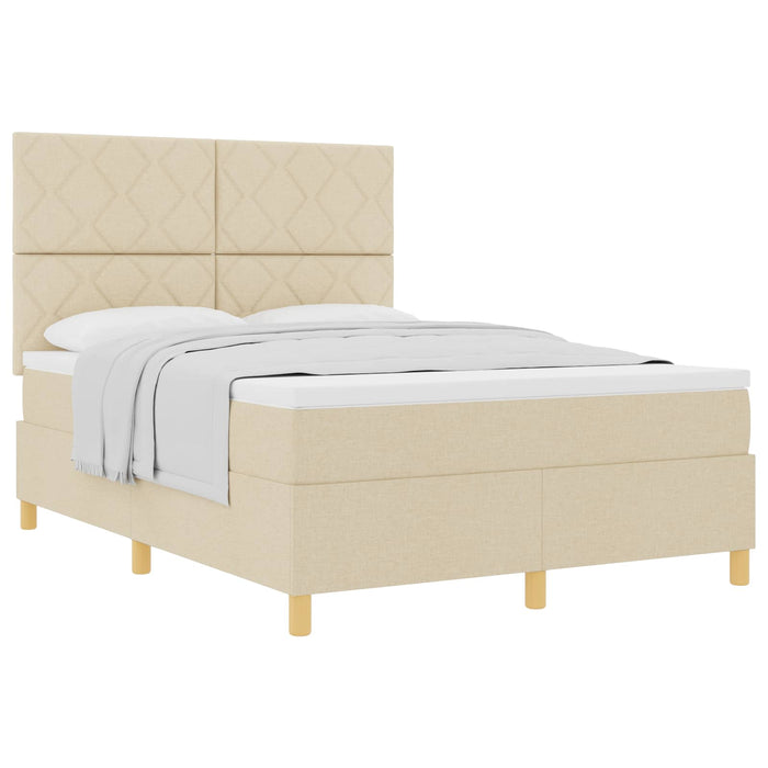 Pat cu arcuri cu headboard Crem 160 x 200 cm țesătură WALTI