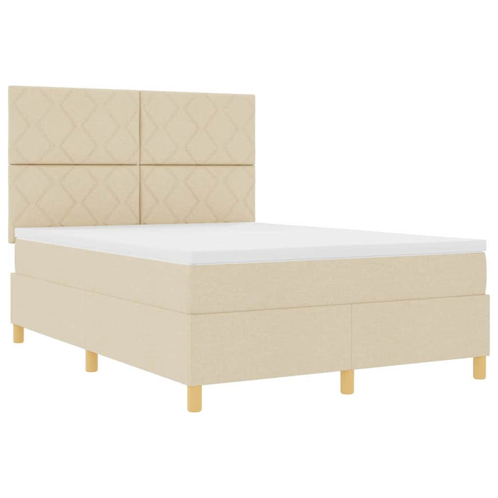 Pat cu arcuri cu headboard Crem 160 x 200 cm țesătură WALTI