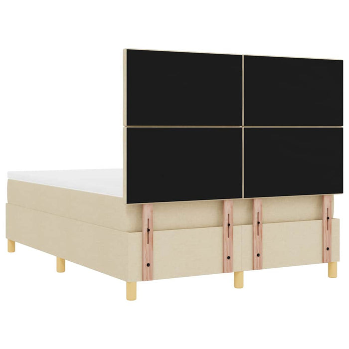 Pat cu arcuri cu headboard Crem 160 x 200 cm țesătură WALTI