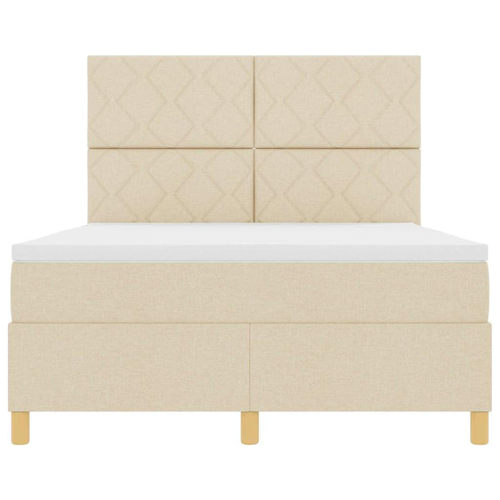 Pat cu arcuri cu headboard Crem 160 x 200 cm țesătură WALTI