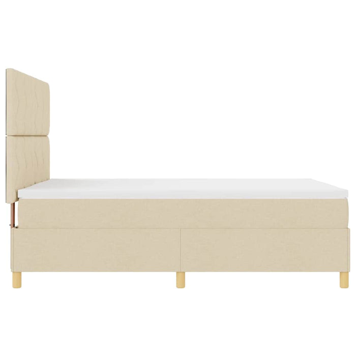 Pat cu arcuri cu headboard Crem 160 x 200 cm țesătură WALTI