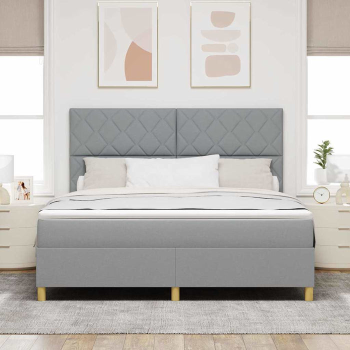 Pat cu arcuri cu headboard Gri deschis 180 x 200 cm țesătură WALTI