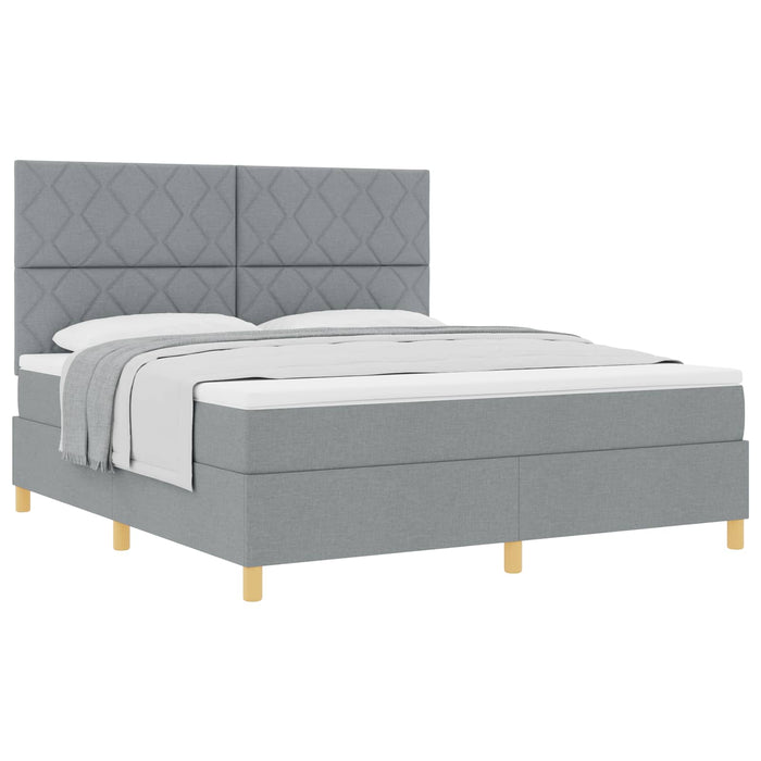 Pat cu arcuri cu headboard Gri deschis 180 x 200 cm țesătură WALTI