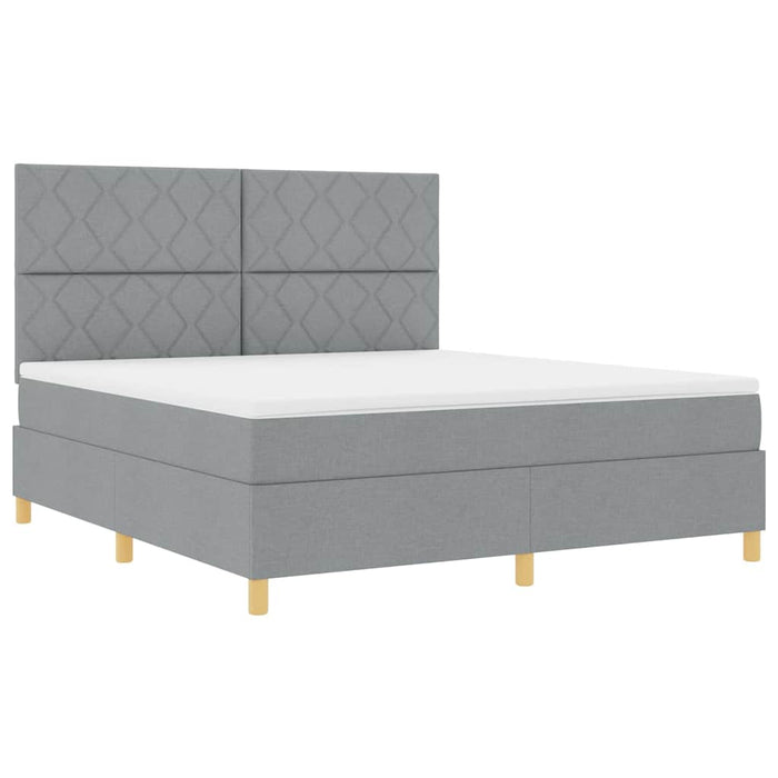 Pat cu arcuri cu headboard Gri deschis 180 x 200 cm țesătură WALTI