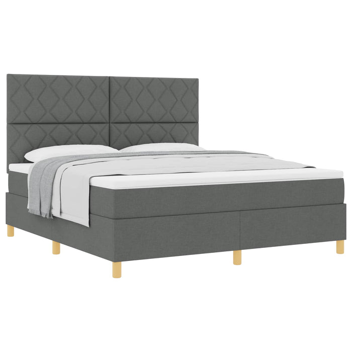 Pat cu arcuri cu headboard Gri închis 180 x 200 cm țesătură - WALTI WALTI