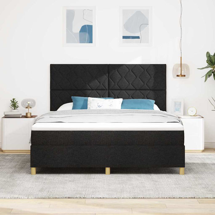 Pat cu arcuri cu headboard Negru 180 x 200 cm țesătură WALTI