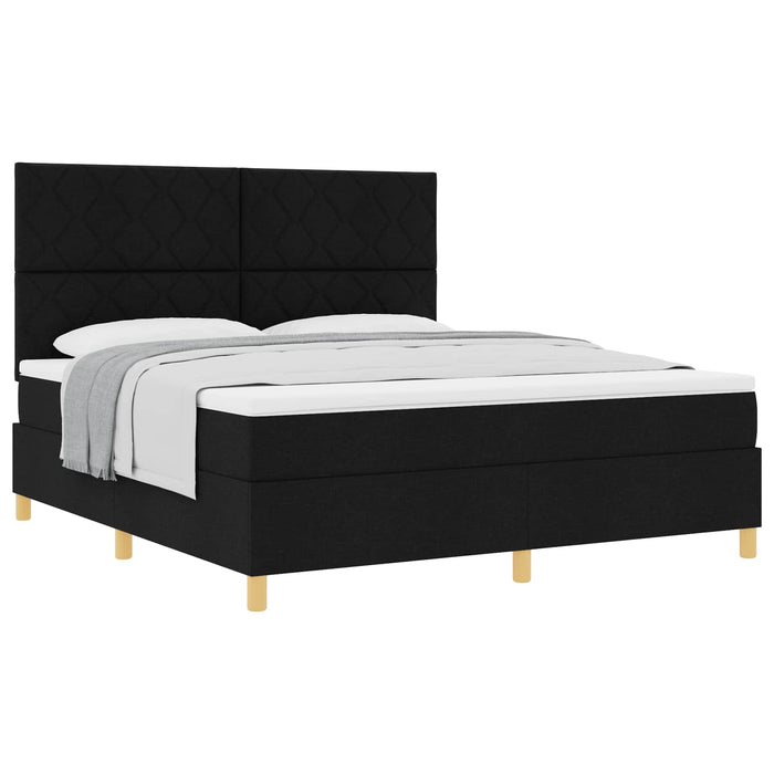 Pat cu arcuri cu headboard Negru 180 x 200 cm țesătură WALTI