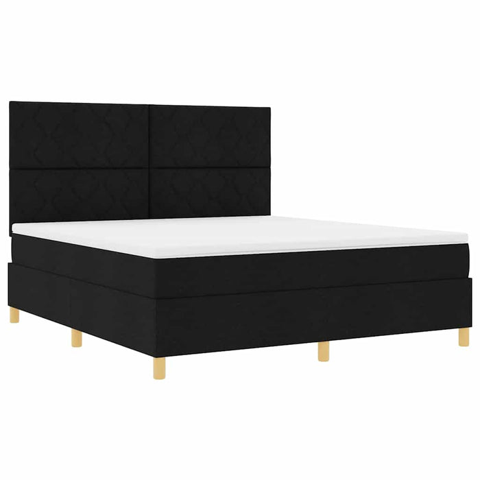 Pat cu arcuri cu headboard Negru 180 x 200 cm țesătură WALTI
