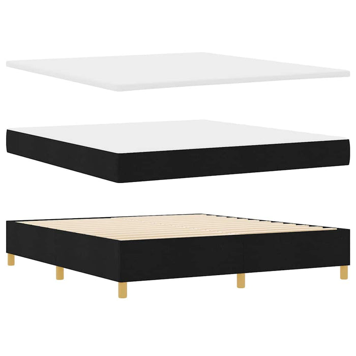 Pat cu arcuri cu headboard Negru 180 x 200 cm țesătură WALTI
