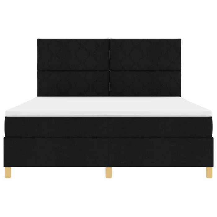 Pat cu arcuri cu headboard Negru 180 x 200 cm țesătură WALTI
