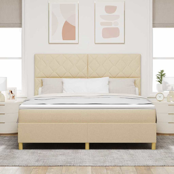 Pat cu arcuri cu headboard Crem 180 x 200 cm țesătură - WALTI WALTI
