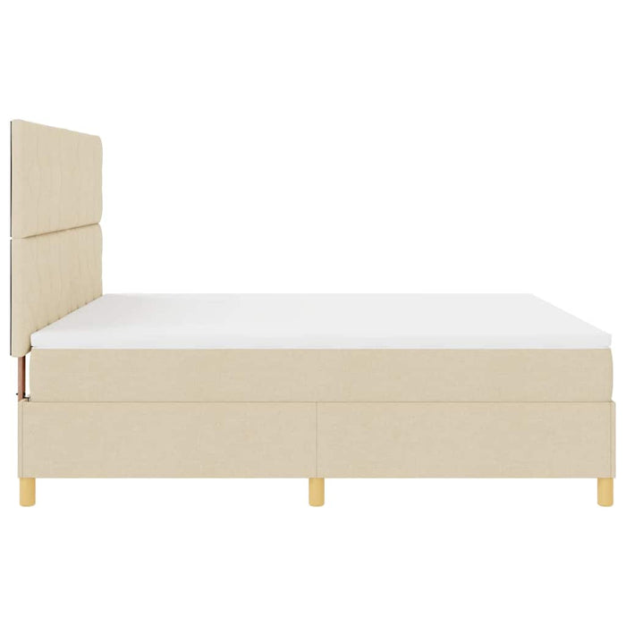 Pat cu arcuri cu headboard Crem 180 x 200 cm țesătură - WALTI WALTI