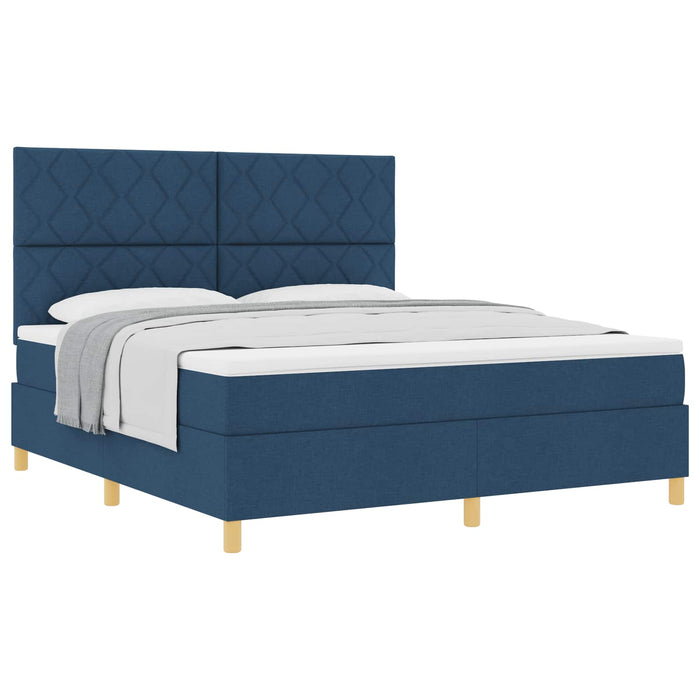 Pat cu arcuri cu headboard albastru 180 x 200 cm țesătură - WALTI WALTI