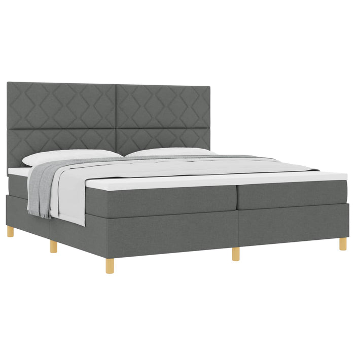 Pat cu arcuri cu saltea Gri închis 200 x 200 cm țesătură - WALTI WALTI