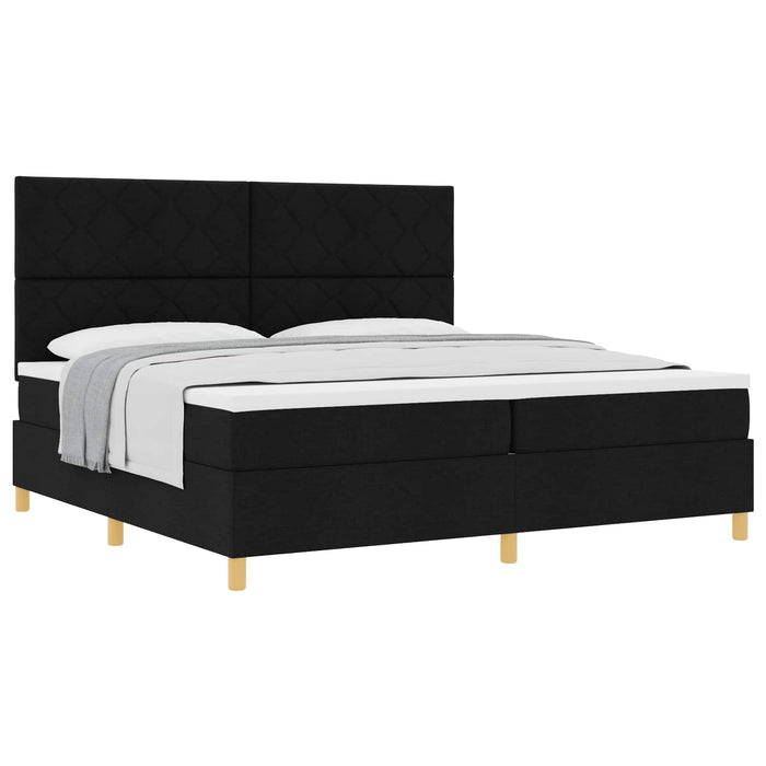Pat cu arcuri cu saltea Negru 200 x 200 cm țesătură - WALTI WALTI