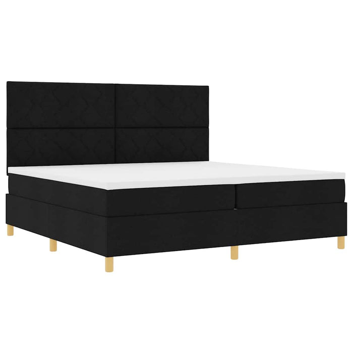 Pat cu arcuri cu saltea Negru 200 x 200 cm țesătură - WALTI WALTI