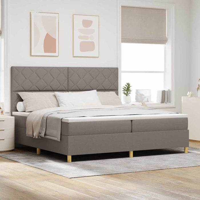 Pat cu arcuri cu headboard Gri taupe 200 x 200 cm țesătură - WALTI WALTI