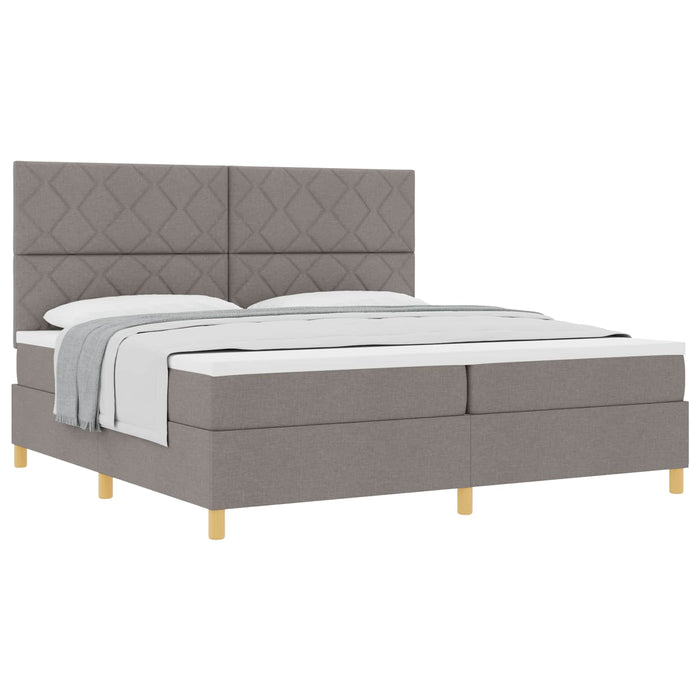 Pat cu arcuri cu headboard Gri taupe 200 x 200 cm țesătură - WALTI WALTI