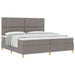 Pat cu arcuri cu headboard Gri taupe 200 x 200 cm țesătură - WALTI WALTI