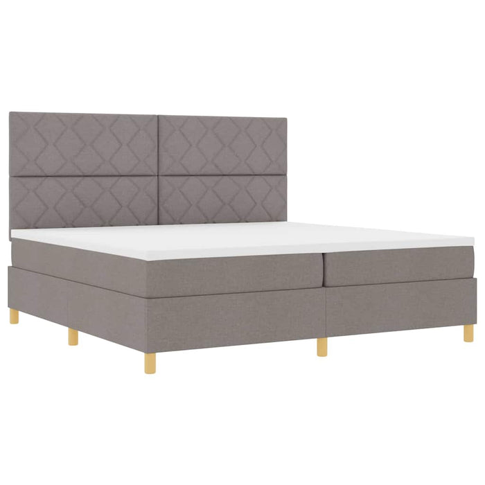 Pat cu arcuri cu headboard Gri taupe 200 x 200 cm țesătură - WALTI WALTI