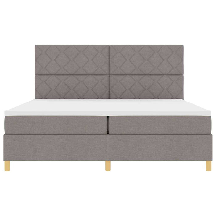 Pat cu arcuri cu headboard Gri taupe 200 x 200 cm țesătură - WALTI WALTI
