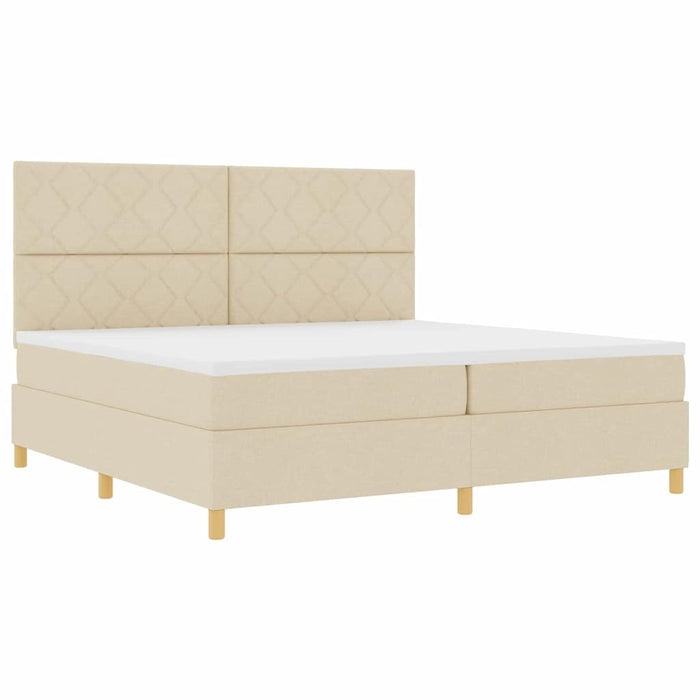 Pat cu arcuri cu saltea cu headboard Crem 200 x 200 cm țesătură - WALTI WALTI