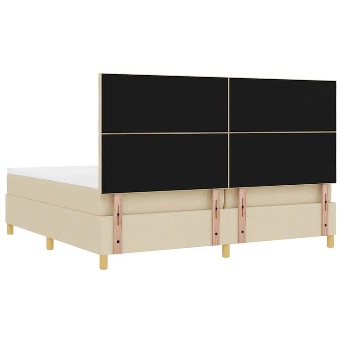 Pat cu arcuri cu saltea cu headboard Crem 200 x 200 cm țesătură - WALTI WALTI