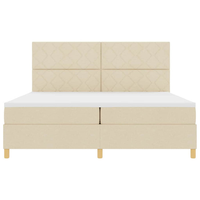 Pat cu arcuri cu saltea cu headboard Crem 200 x 200 cm țesătură - WALTI WALTI