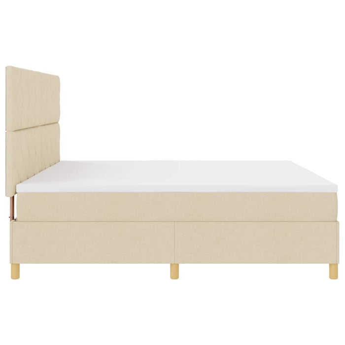 Pat cu arcuri cu saltea cu headboard Crem 200 x 200 cm țesătură - WALTI WALTI