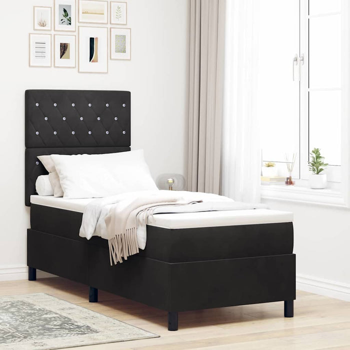 Pat cu arcuri cu saltea cu headboard Negru 80 x 200 cm Catifea - WALTI WALTI