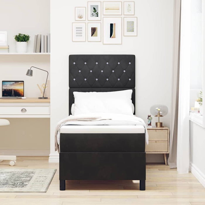 Pat cu arcuri cu saltea cu headboard Negru 80 x 200 cm Catifea - WALTI WALTI