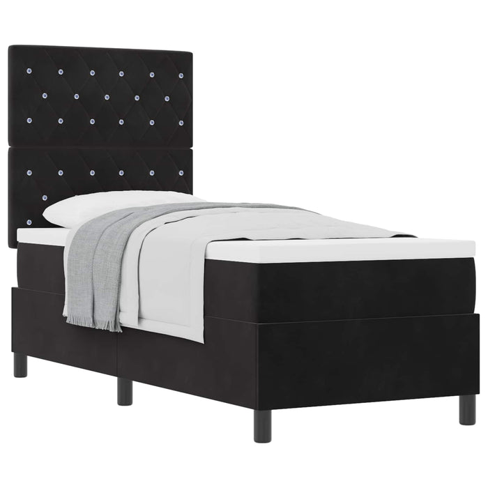 Pat cu arcuri cu saltea cu headboard Negru 80 x 200 cm Catifea - WALTI WALTI