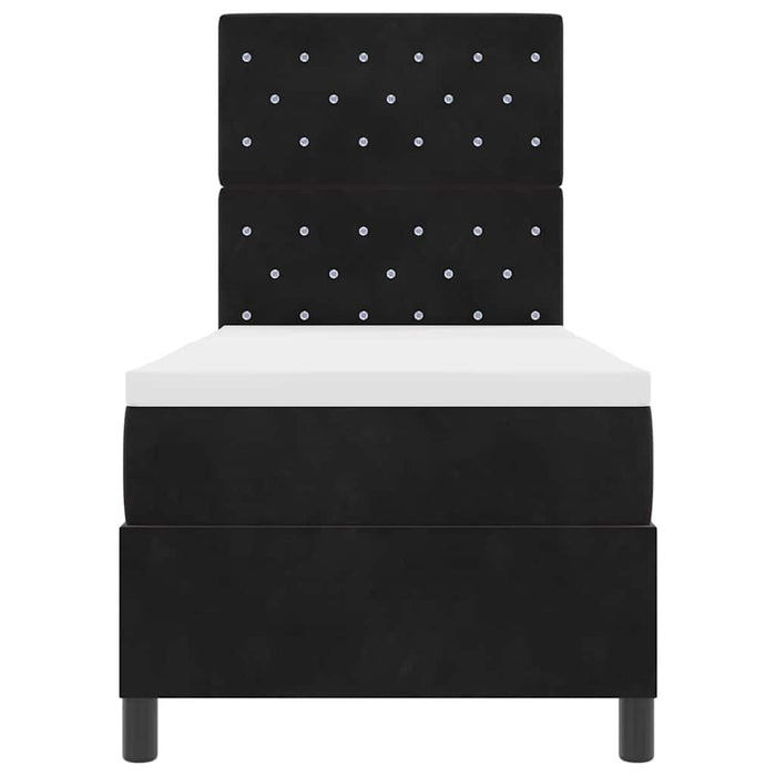 Pat cu arcuri cu saltea cu headboard Negru 80 x 200 cm Catifea - WALTI WALTI