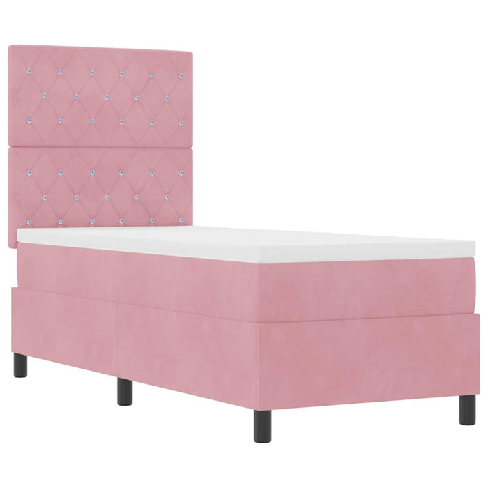 Pat cu arcuri cu saltea cu headboard Roz 80 x 200 cm Catifea - WALTI WALTI