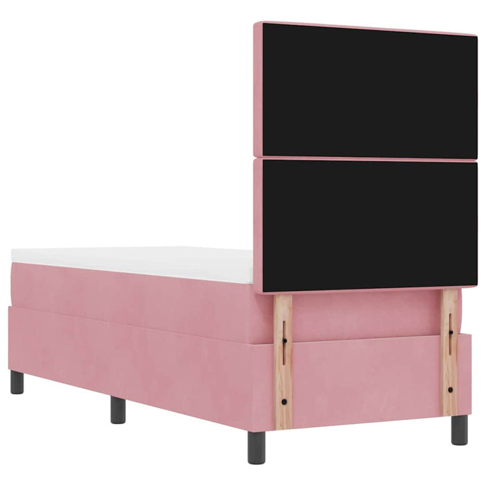 Pat cu arcuri cu saltea cu headboard Roz 80 x 200 cm Catifea - WALTI WALTI