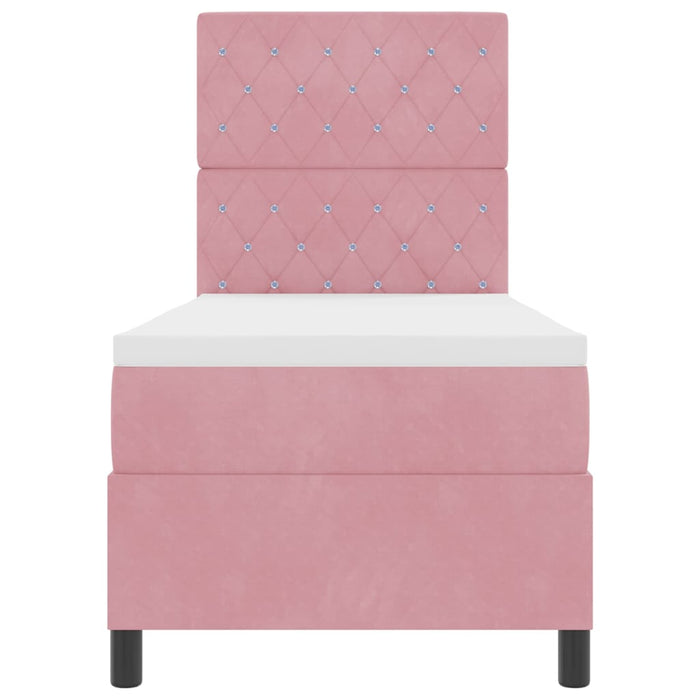Pat cu arcuri cu saltea cu headboard Roz 80 x 200 cm Catifea - WALTI WALTI