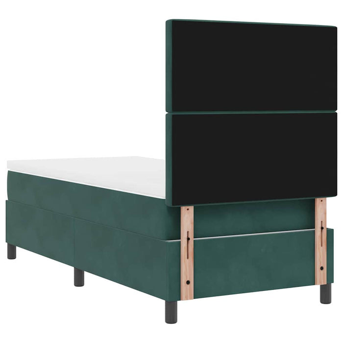 Pat cu arcuri cu saltea Verde închis 90 x 190 cm Catifea WALTI