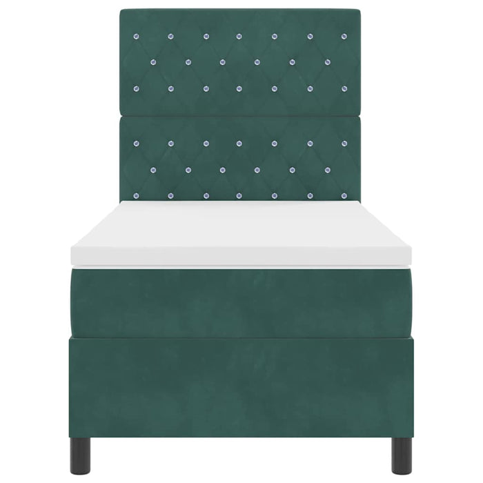 Pat cu arcuri cu saltea Verde închis 90 x 190 cm Catifea WALTI
