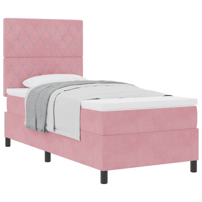 Pat cu arcuri cu saltea cu headboard Roz 90 x 200 cm țesătură - WALTI WALTI