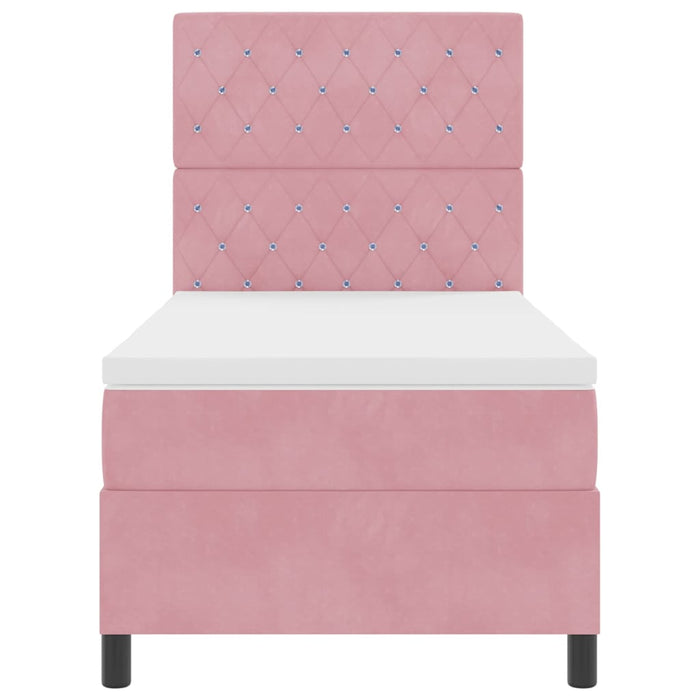Pat cu arcuri cu saltea cu headboard Roz 90 x 200 cm țesătură - WALTI WALTI