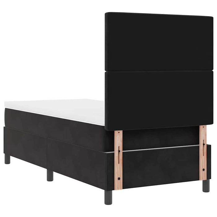 Pat cu arcuri cu saltea cu headboard Negru 100 x 200 cm Catifea WALTI