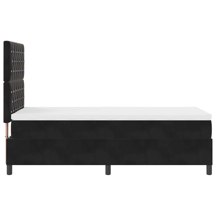 Pat cu arcuri cu saltea cu headboard Negru 100 x 200 cm Catifea WALTI