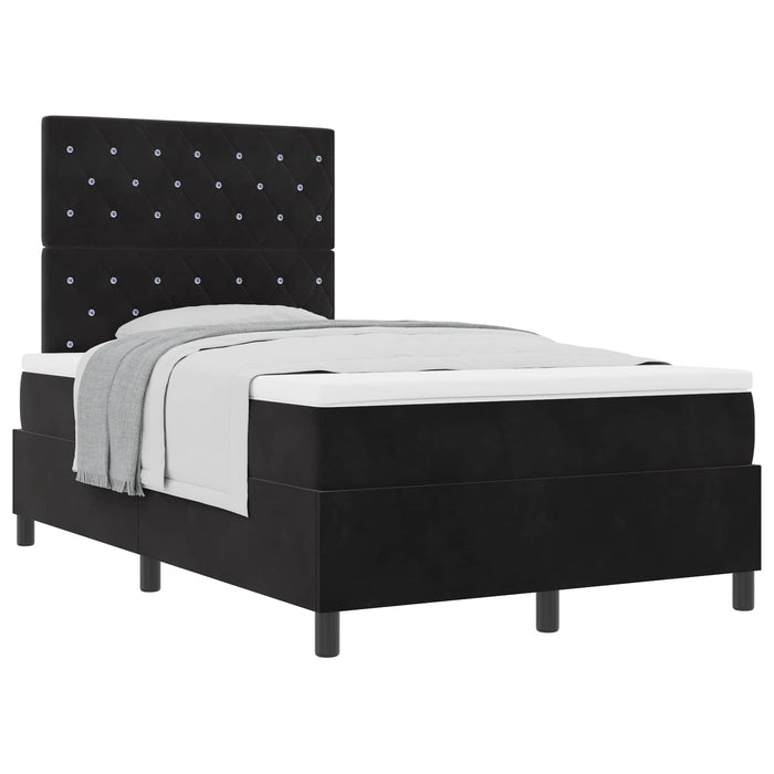 Pat cu arcuri cu saltea cu headboard Negru 120 x 200 cm Catifea WALTI