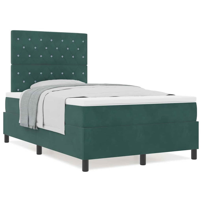 Pat cu arcuri cu saltea Verde închis 120 x 200 cm Catifea - WALTI WALTI
