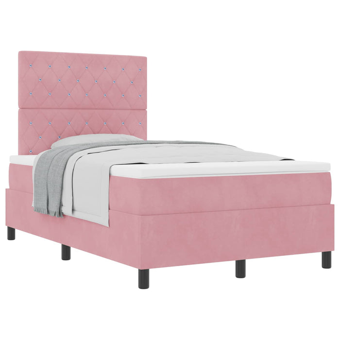 Pat cu arcuri cu saltea cu headboard Roz 120 x 200 cm Catifea WALTI