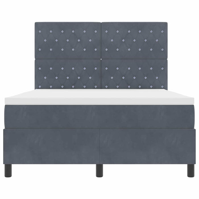 Pat cu arcuri cu saltea Gri închis 140 x 190 cm Catifea - WALTI WALTI