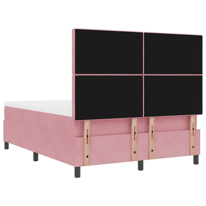 Pat cu arcuri cu saltea cu headboard Roz 140 x 200 cm Catifea WALTI