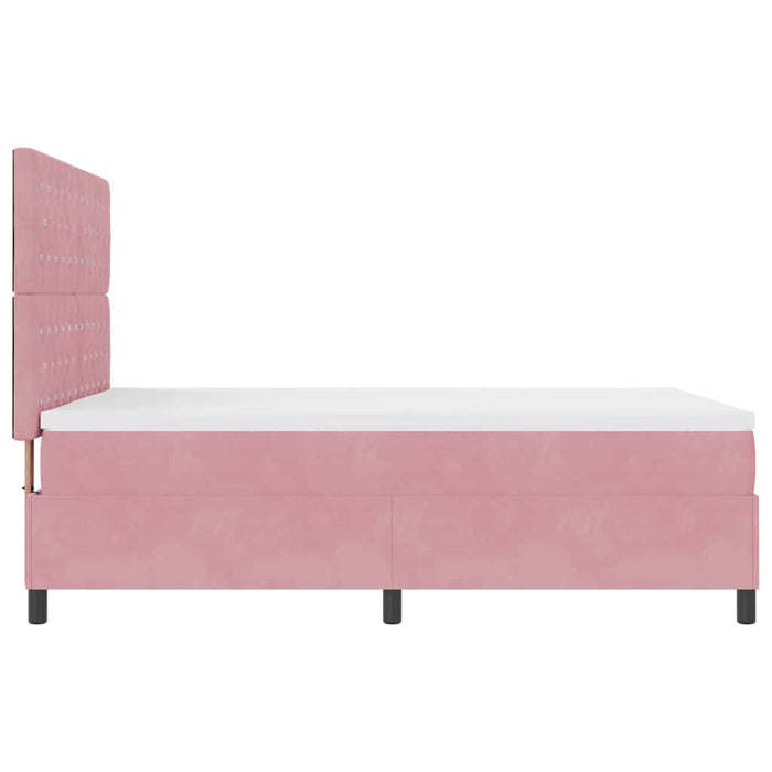 Pat cu arcuri cu saltea cu headboard Roz 140 x 200 cm Catifea WALTI