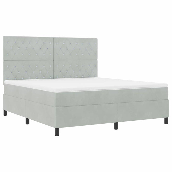 Pat cu arcuri cu saltea Gri deschis 180 x 200 cm Catifea WALTI